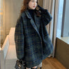Women's Plaid Tweed Blazer Coat, Longline Suit Jacket for Fall Winter Styling