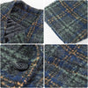 Women's Plaid Tweed Blazer Coat, Longline Suit Jacket for Fall Winter Styling