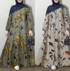 Women's Plus Size Floral Long Dress, Long Sleeve Panel Design Dress for Casual Styling