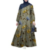 Women's Plus Size Floral Long Dress, Long Sleeve Panel Design Dress for Casual Styling