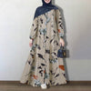 Women's Plus Size Floral Long Dress, Long Sleeve Panel Design Dress for Casual Styling