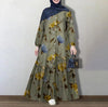 Women's Plus Size Floral Long Dress, Long Sleeve Panel Design Dress for Casual Styling