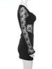 Black Mysterious Sexy Lace Stitching Mature Fishbone Beautiful Sweet Gentle Women'S Winter Long Sleeve Hip Short Dress