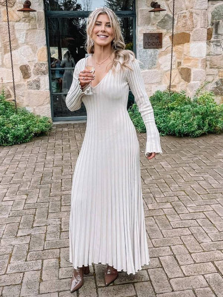 Women's Solid Color Knit Dress, Casual Dress for Fall Winter Styling
