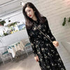 Women's Floral Chiffon Long Dress, Defined Waist A-Line Dress for Spring Styling