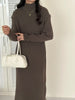 Women's Long Sweater Dress, Mock Neck Loose Fit Thick Knit Dress for Fall Winter Layering