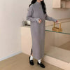 Women's Long Sweater Dress, Mock Neck Loose Fit Thick Knit Dress for Fall Winter Layering
