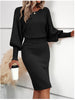 Women's Bodycon Sweater Dress, Round Neck Long Sleeve Solid Color Knit Dress with Defined Waist