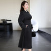 Women's Plus Size V Neck Dress, Long Sleeve Defined Waist Dress for Fall Winter