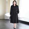 Women's Plus Size V Neck Dress, Long Sleeve Defined Waist Dress for Fall Winter
