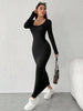 Women's Fitted Maxi Dress, Ankle-Length Dress for Fall Winter Styling