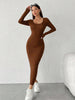 Women's Fitted Maxi Dress, Ankle-Length Dress for Fall Winter Styling