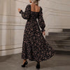 Women's Floral Dress, Long Sleeve Open Back Flowy Dress for Spring Styling