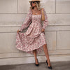 Women's Floral Dress, Long Sleeve Open Back Flowy Dress for Spring Styling
