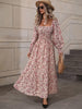 Women's Floral Dress, Long Sleeve Open Back Flowy Dress for Spring Styling