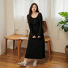 Women's Plus Size Knit Long Dress, Round Neck Long Sleeve Full Skirt Button Detail Dress for Fall Winter