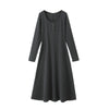 Women's Plus Size Knit Long Dress, Round Neck Long Sleeve Full Skirt Button Detail Dress for Fall Winter