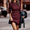 Women's Bodycon Sweater Dress, Round Neck Long Sleeve Knit Dress for Fall Winter