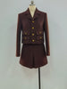 Women's Coffee Tweed Separates, Cropped Lapel Jacket or Skirt for Fall Winter Styling