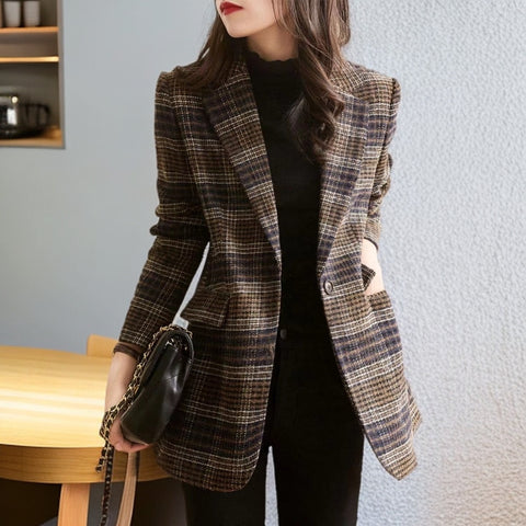 Women's Plaid Blazer, Suit Jacket for Fall Work Office and Everyday Styling