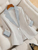 Women's Loose Fit Blazer, Contrast Lapel Collar Suit Jacket for Casual Styling