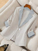 Women's Loose Fit Blazer, Contrast Lapel Collar Suit Jacket for Casual Styling