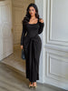 Women's Long Sleeve Bodycon Maxi Dress, Fitted Long Dress for Fall Winter and Vacation Styling