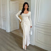 Women's Long Sleeve Bodycon Maxi Dress, Fitted Long Dress for Fall Winter and Vacation Styling