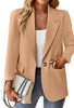 Women's Solid Color Blazer, Lapel Collar Single Button Suit Jacket for Casual and Workwear Styling