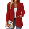 Women's Solid Color Blazer, Lapel Collar Single Button Suit Jacket for Casual and Workwear Styling