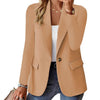 Women's Solid Color Blazer, Lapel Collar Single Button Suit Jacket for Casual and Workwear Styling