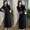 Women's Plus Size Maternity Dress, Lapel Collar Dress for Fall Winter Workwear Styling