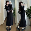 Women's Plus Size Maternity Dress, Lapel Collar Dress for Fall Winter Workwear Styling