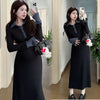 Women's Plus Size Maternity Dress, Lapel Collar Dress for Fall Winter Workwear Styling