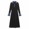 Women's Plus Size Maternity Dress, Lapel Collar Dress for Fall Winter Workwear Styling