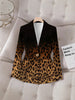 Women's Printed Knit Blazer, Lapel Collar Suit Jacket with Allover Pattern for Casual Styling