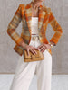 Women's Printed Knit Blazer, Lapel Collar Suit Jacket with Allover Pattern for Casual Styling