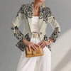 Women's Printed Knit Blazer, Lapel Collar Suit Jacket with Allover Pattern for Casual Styling