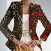 Women's Printed Knit Blazer, Lapel Collar Suit Jacket with Allover Pattern for Casual Styling