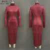 Women's Mock Neck Long Sleeve Bodycon Dress, High Waist Slim Fit Layering Dress for Fall Winter