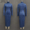 Women's Mock Neck Long Sleeve Bodycon Dress, High Waist Slim Fit Layering Dress for Fall Winter