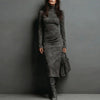 Women's Mock Neck Long Sleeve Bodycon Dress, High Waist Slim Fit Layering Dress for Fall Winter