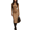 Women's Mock Neck Long Sleeve Bodycon Dress, High Waist Slim Fit Layering Dress for Fall Winter