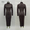 Women's Mock Neck Long Sleeve Bodycon Dress, High Waist Slim Fit Layering Dress for Fall Winter