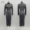 Women's Mock Neck Long Sleeve Bodycon Dress, High Waist Slim Fit Layering Dress for Fall Winter