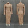 Women's Mock Neck Long Sleeve Bodycon Dress, High Waist Slim Fit Layering Dress for Fall Winter