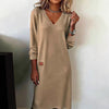 Women's V Neck Bodycon Long Dress, Slim Fit Dress for Spring Fall