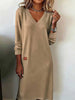 Women's V Neck Bodycon Long Dress, Slim Fit Dress for Spring Fall