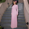 Women's Solid Color Dress, Round Neck Long Sleeve Ruched Slim Fit Dress for Fall Winter