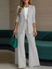 Spring Autumn Women Outfits Office 2 Piece Sets Elegant Long Sleeve Blazer Pant Sets Solid OL Work Tracksuit